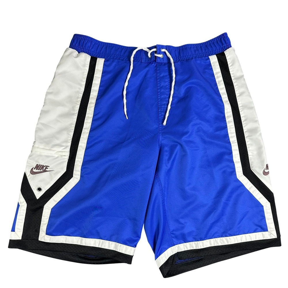 Vintage Nike Mens Large Travis Scott Mini Swoosh Color Block Shorts Blue